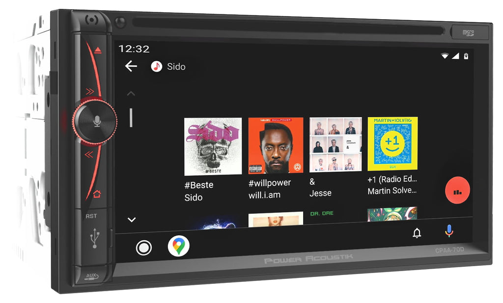 Power Acoustik CPAA-70D Apple CarPlay/Android Auto Receiver with 7" Touchscreen and Bluetooth, Double DIN