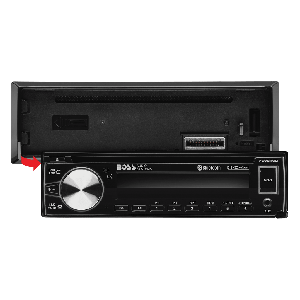 BOSS Audio Systems 750BRGB Car Audio Stereo System - Single Din, Bluetooth Audio and Calling Head Unit, CD Player, USB, AUX Input, AM/FM Radio Receiver, Multi Color Illumination, Hook up to Amplifier