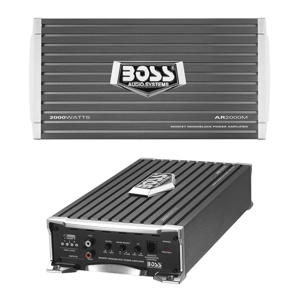 BOSS Audio Systems AR2000M Armor Series Car Amplifier - 2000 High Output, Monoblock, Class A/B, 2/4 Ohm Stable, High/Low Level Inputs, Low-Pass Crossover, Mosfet Power Supply, Stereo