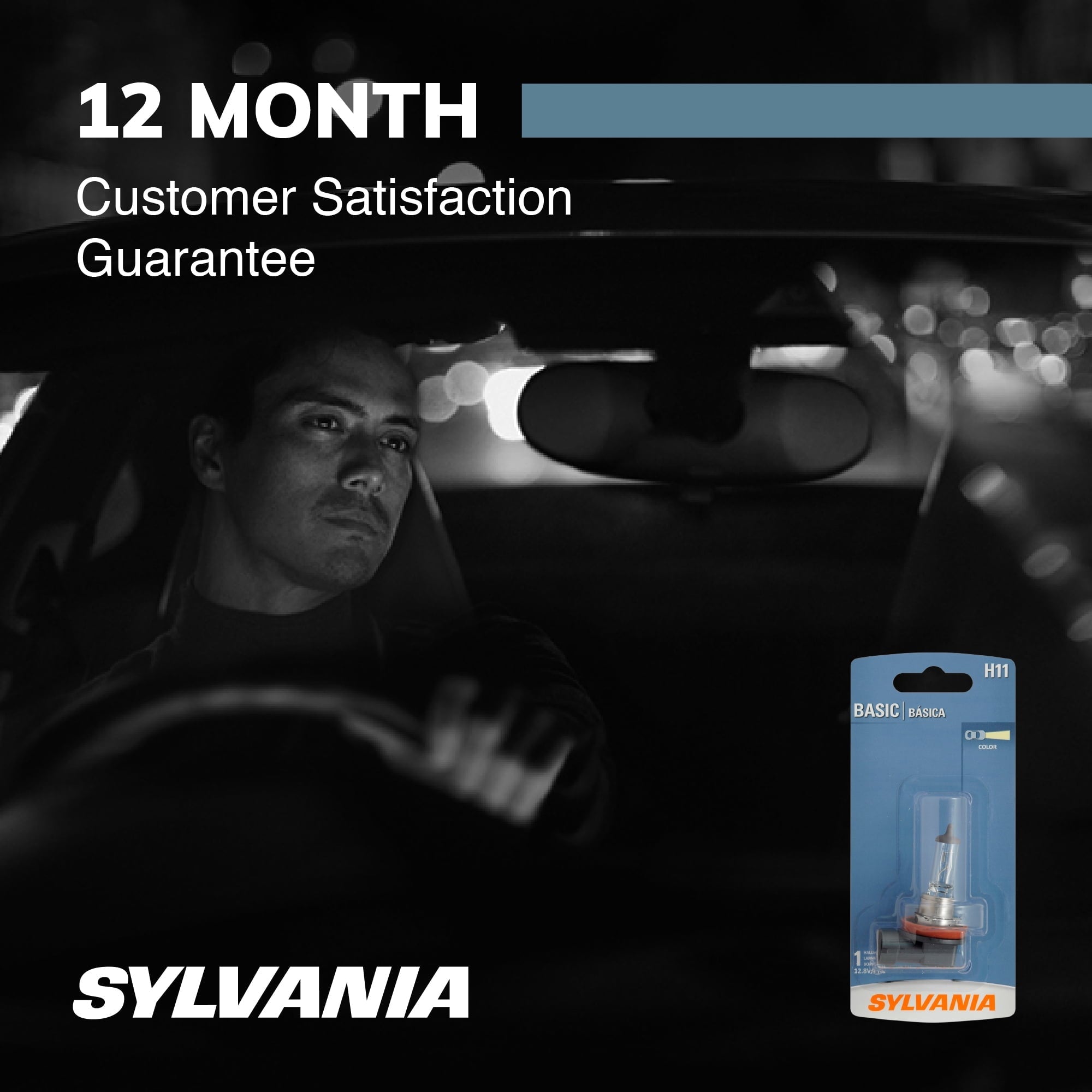 Sylvania H11 Basic Auto Halogen Headlight Bulb, Pack of 1