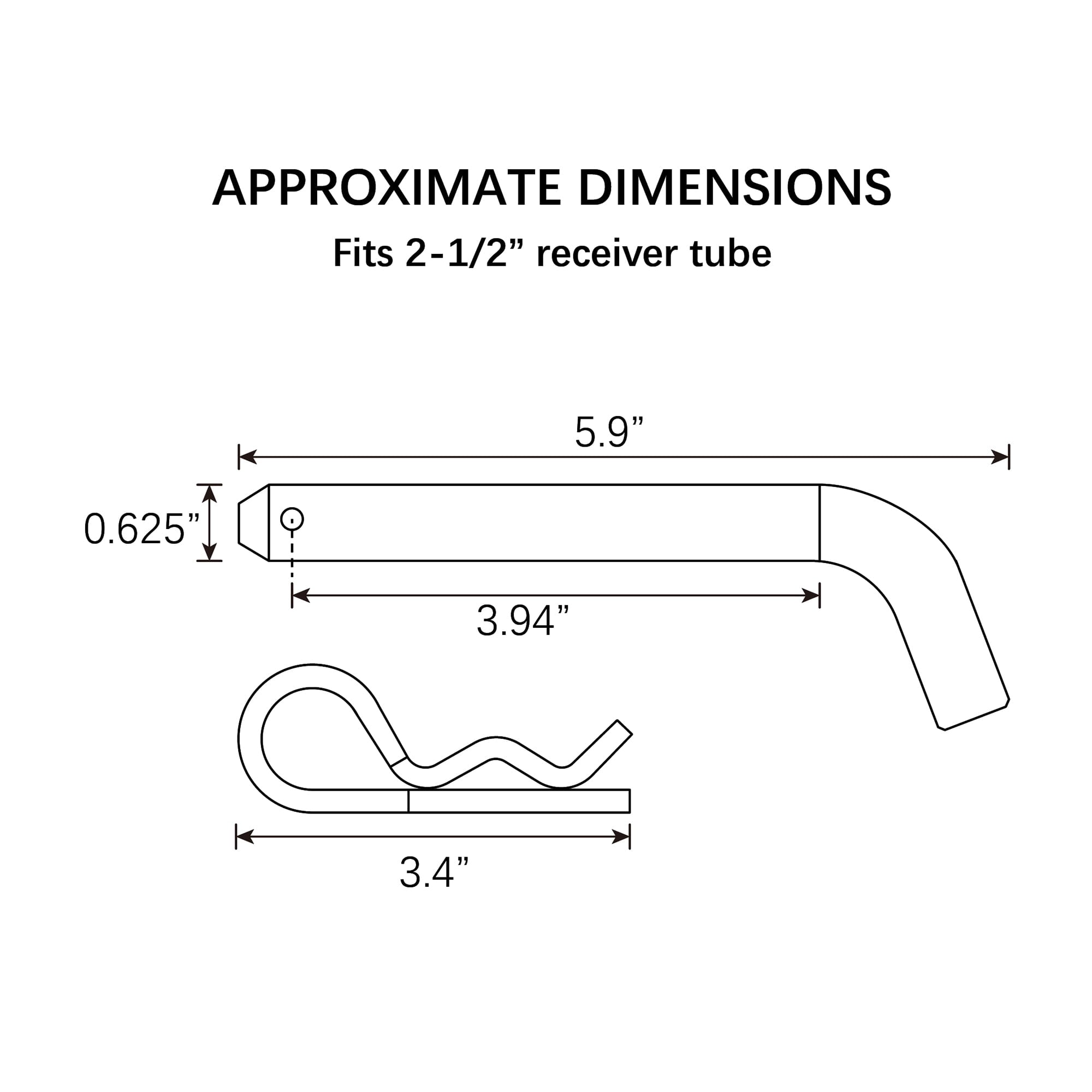 Hyper Tough 5/8 inch Hitch Pin and Clip with Clip Hole, Galvanized, Trailer