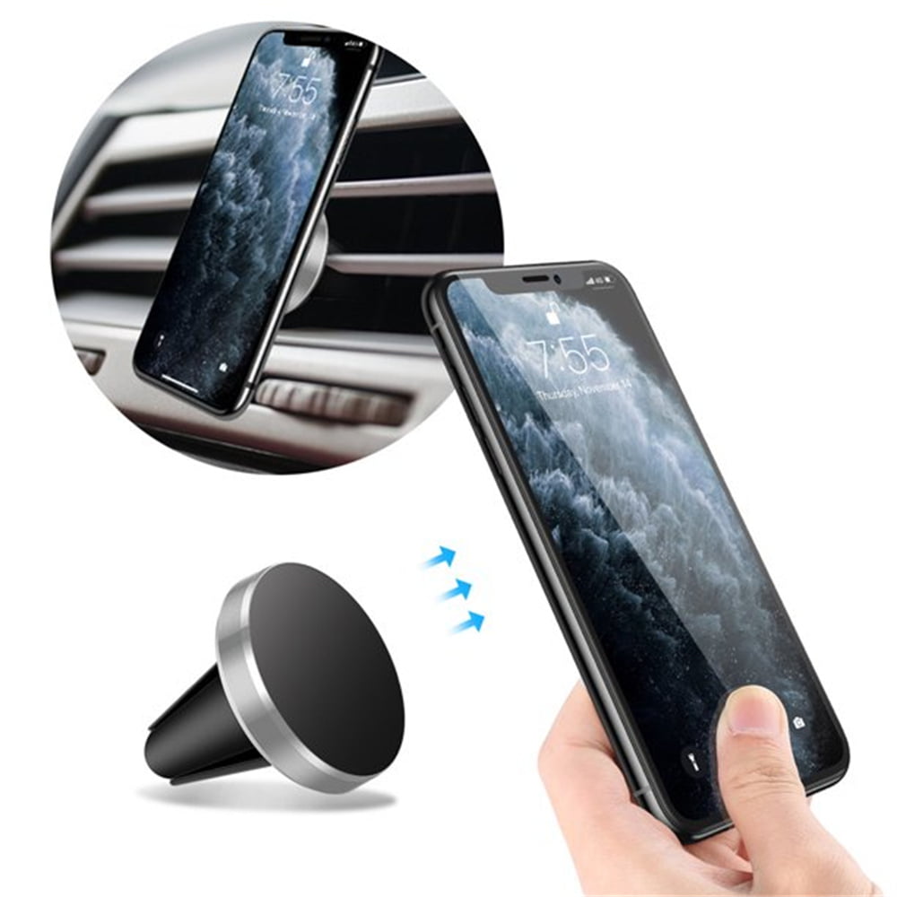 DKLGG Phone Car Holders, Cell Phone Car Holder Universal Magnetic 360°Rotation Car Vent Phone Cell Holder for All Smartphones, Silver