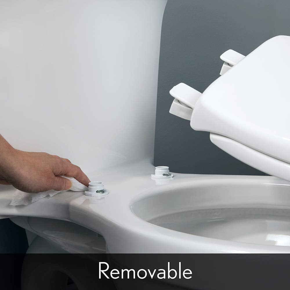 MAYFAIR 8440EC 000 Open Front Toilet Seat will Never Loosen and Easily Remove, ROUND, Durable Enameled Wood, White