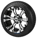 14" Vampire Machined/ Black Aluminum Wheels and 205/30-14 DOT Street Tires Combo - Set of 4