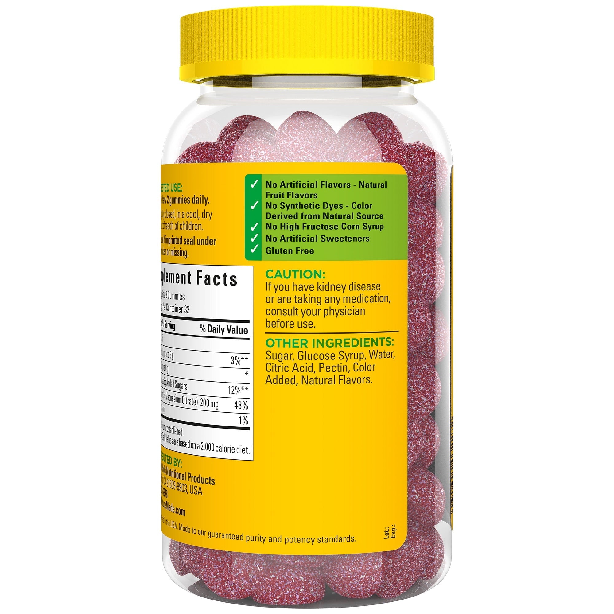 Nature Made High Absorption Magnesium Citrate 200 mg Per Serving Gummies, 64 Count