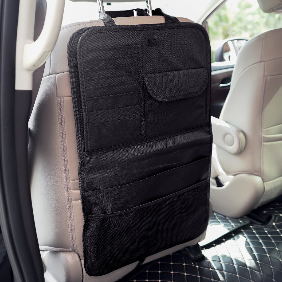 Auto Drive Black Multi-Pocket Backseat Organizer Fits On All Type Vehicles 1 Pack, 23.43"*15.16"