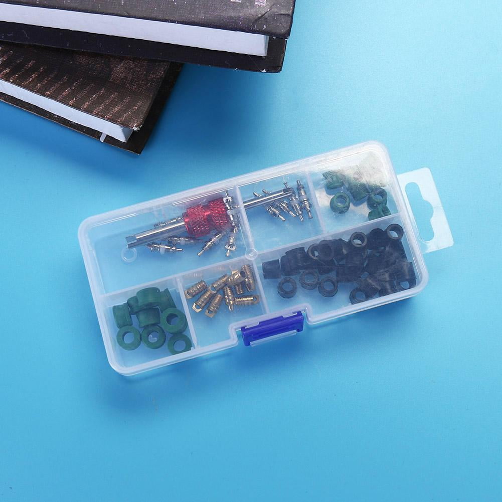 Ltesdtraw 71pcs/set A/C Rubber Gasket+ AC Valve Core+ Remover Tool Assortment Kit