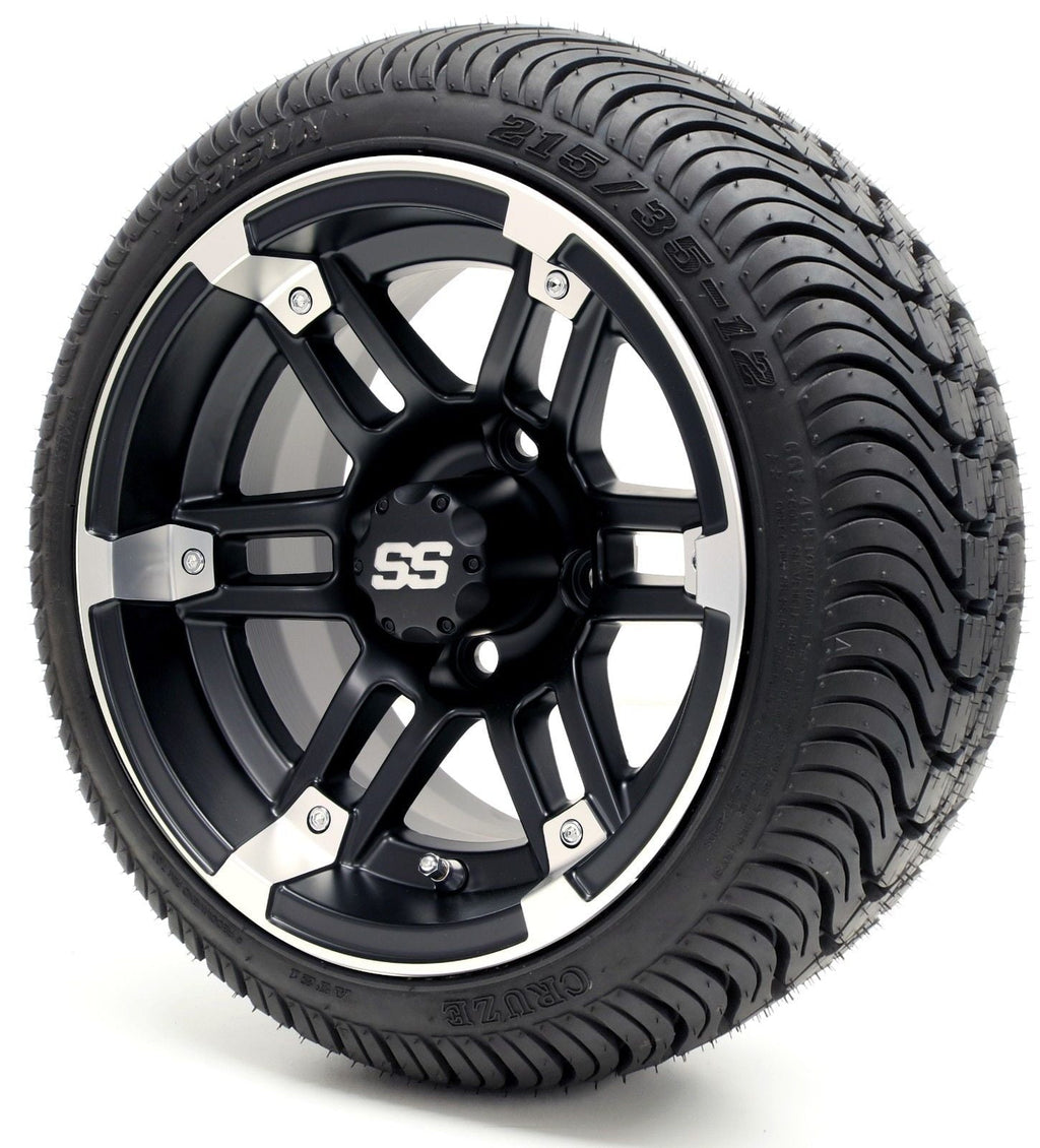 Golf Cart Wheels and Tires - 12" Barracuda SS & (215/35-12 or 215/50-12) (x4)
