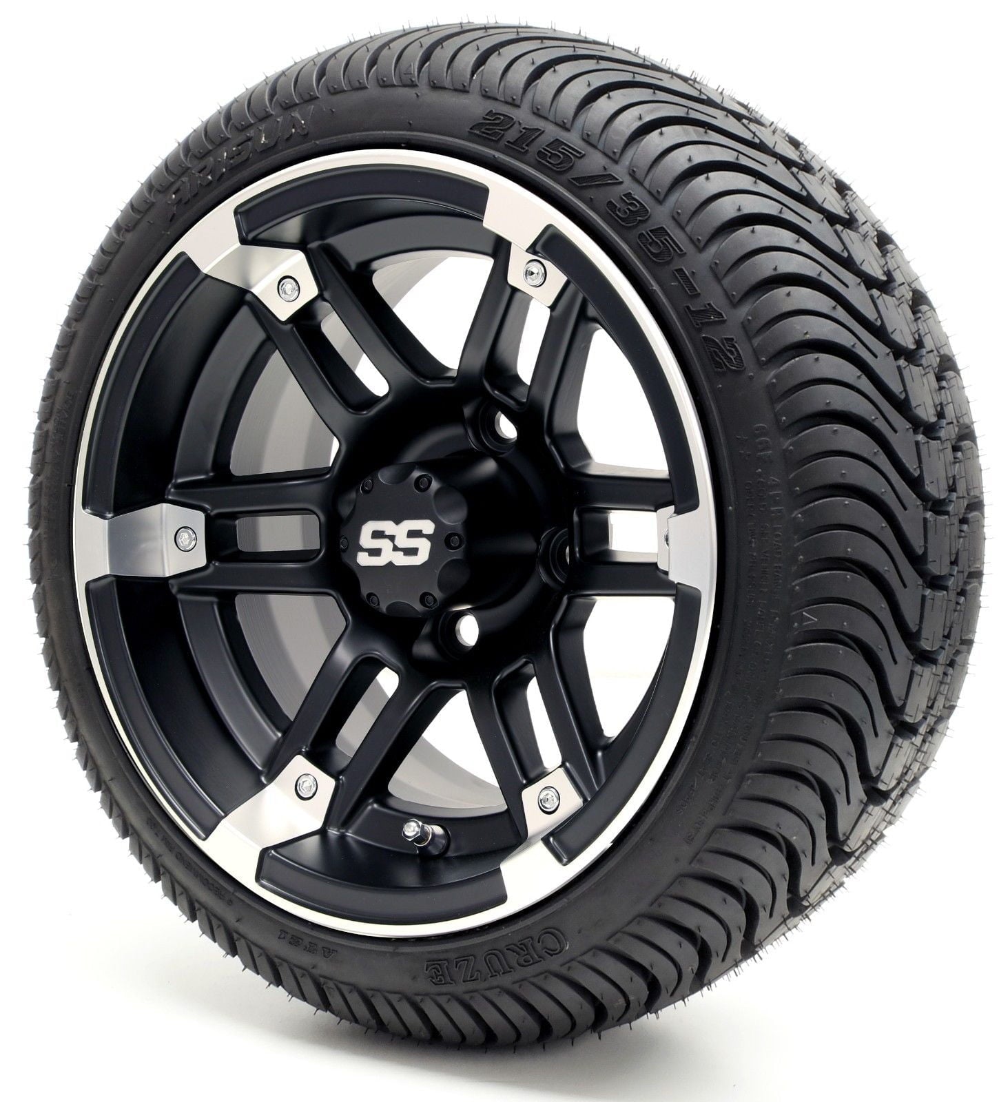 Golf Cart Wheels and Tires - 12" Barracuda SS & (215/35-12 or 215/50-12) (x4)