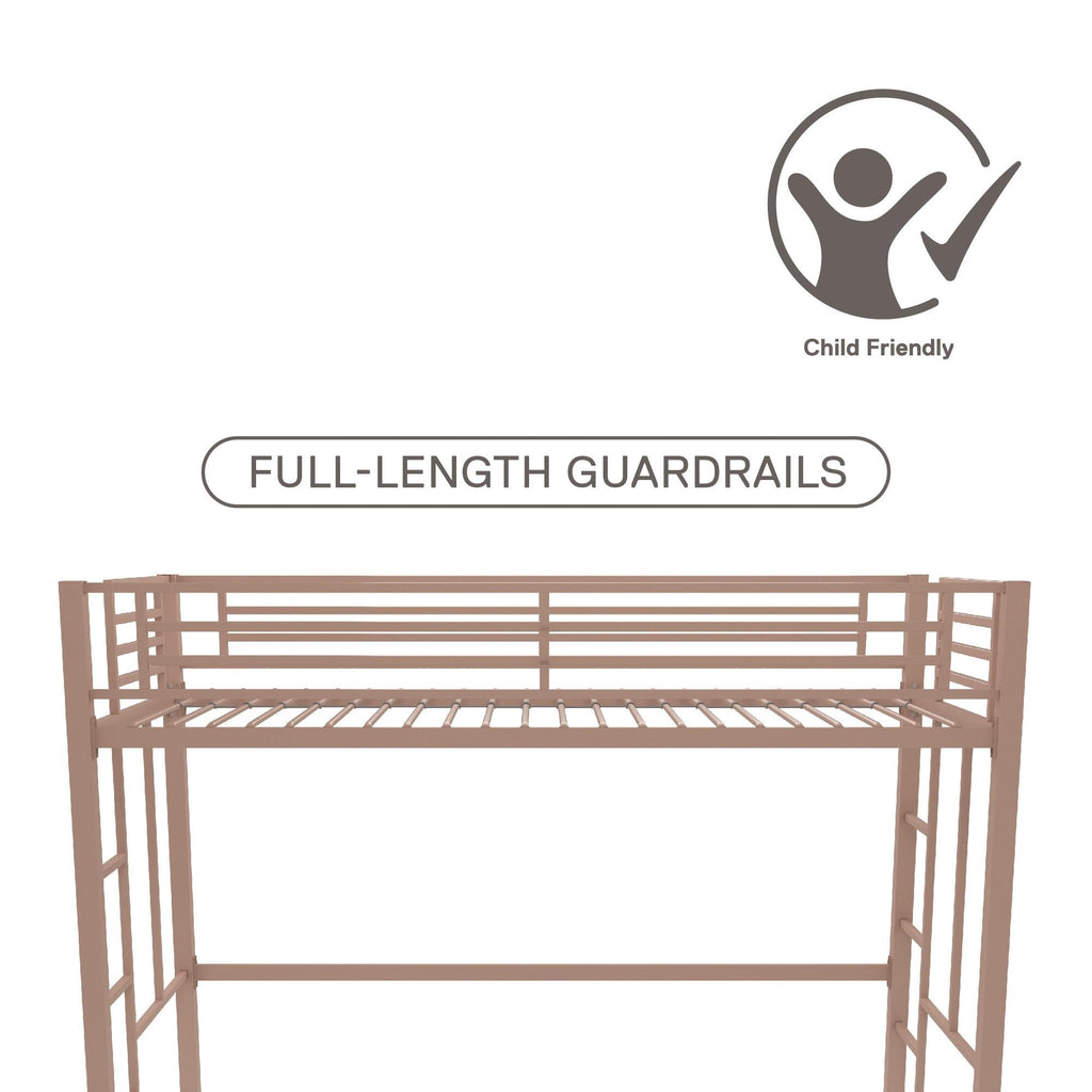 Your Zone Brittain Twin Metal Loft Bed, Pink