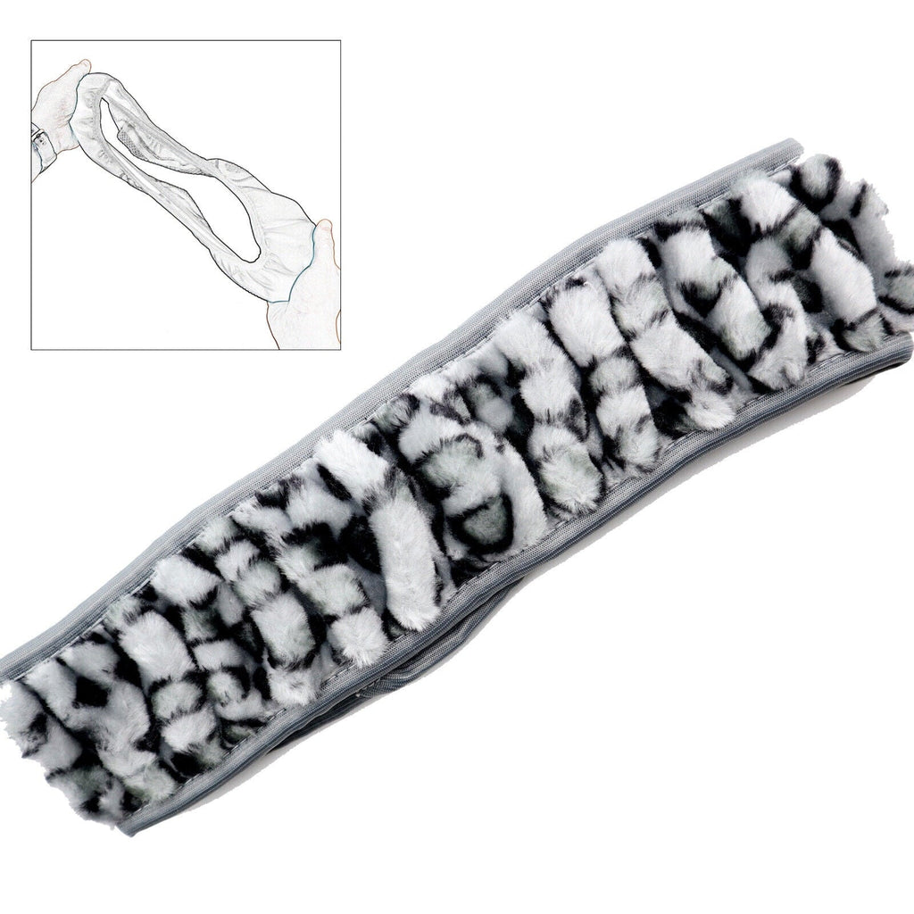 XUKEY Leopard Print Fluffy Warm Car Steering Wheel Cover Fluffy Fuzzy Anti-Slip Protector Elastic Grey