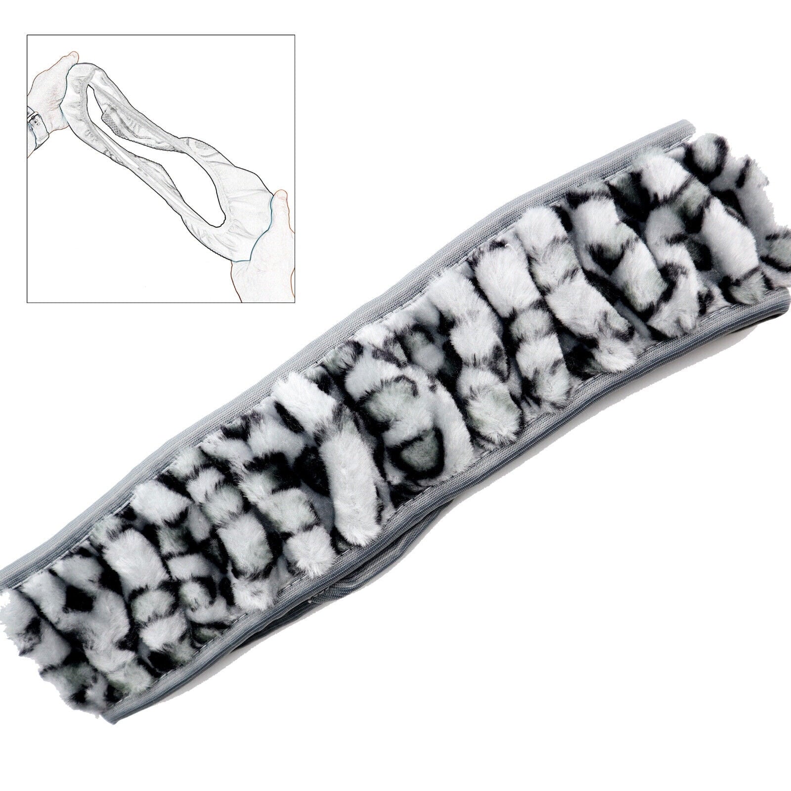 XUKEY Leopard Print Fluffy Warm Car Steering Wheel Cover Fluffy Fuzzy Anti-Slip Protector Elastic Grey