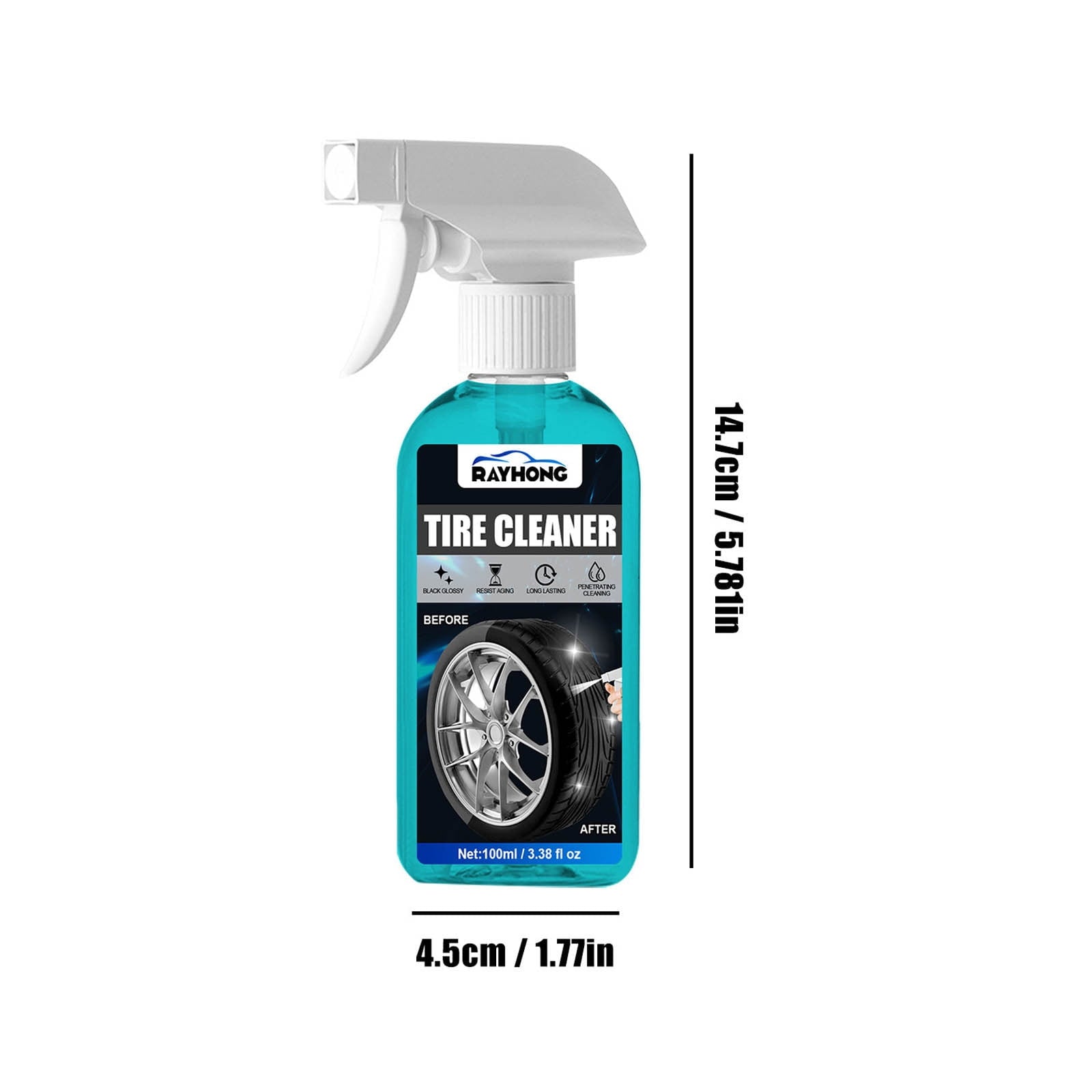QISIWOLE Tire Cleaner - Rim and Tire Cleaner for Brake Dust and Grime - Safe for Alloy, Chrome, Aluminum, and More - 3.38 Oz