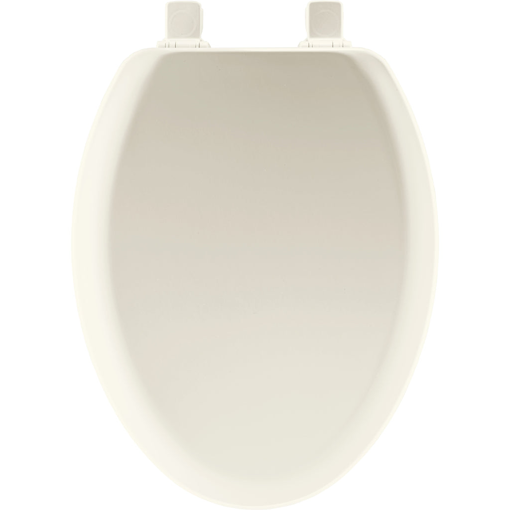 Mayfair Lift off Elongated Enameled Wood Toilet Seat in Biscuit with STA-TITE
