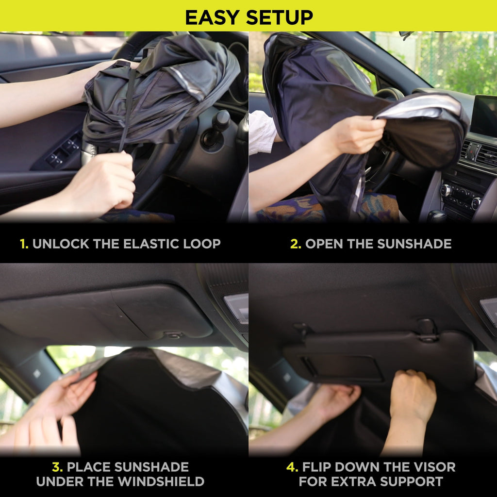Auto Drive Double Rings Windshield AD22D-83 Twist Sun Shade 1 Pack, 63"x29.5"