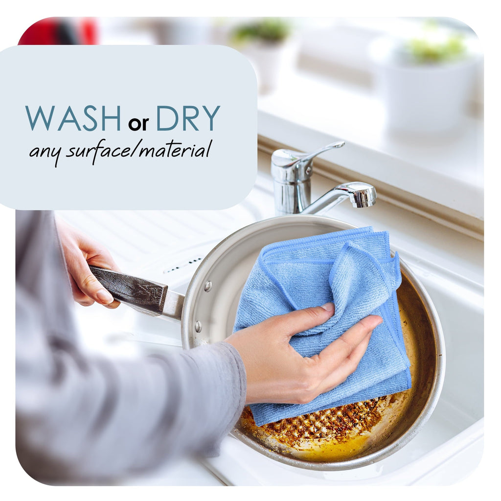 Etienne Alair Super Soft Microfiber Cleaning Cloth, Blue Washcloths (12 x 12 Inches) 12 PCs