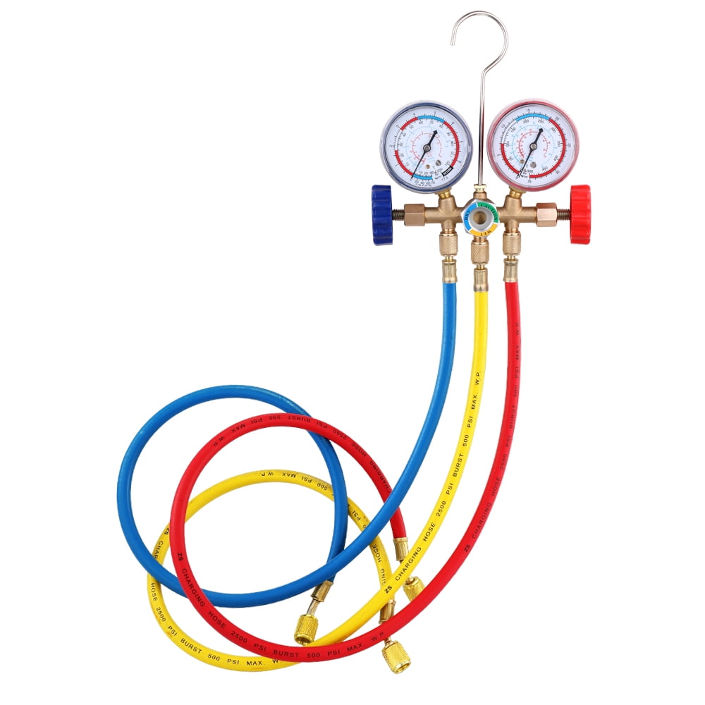 Refrigerant Manifold Gauge Set Air Conditioning Tools With Hose And Hook For R12 R22 R404A R134A