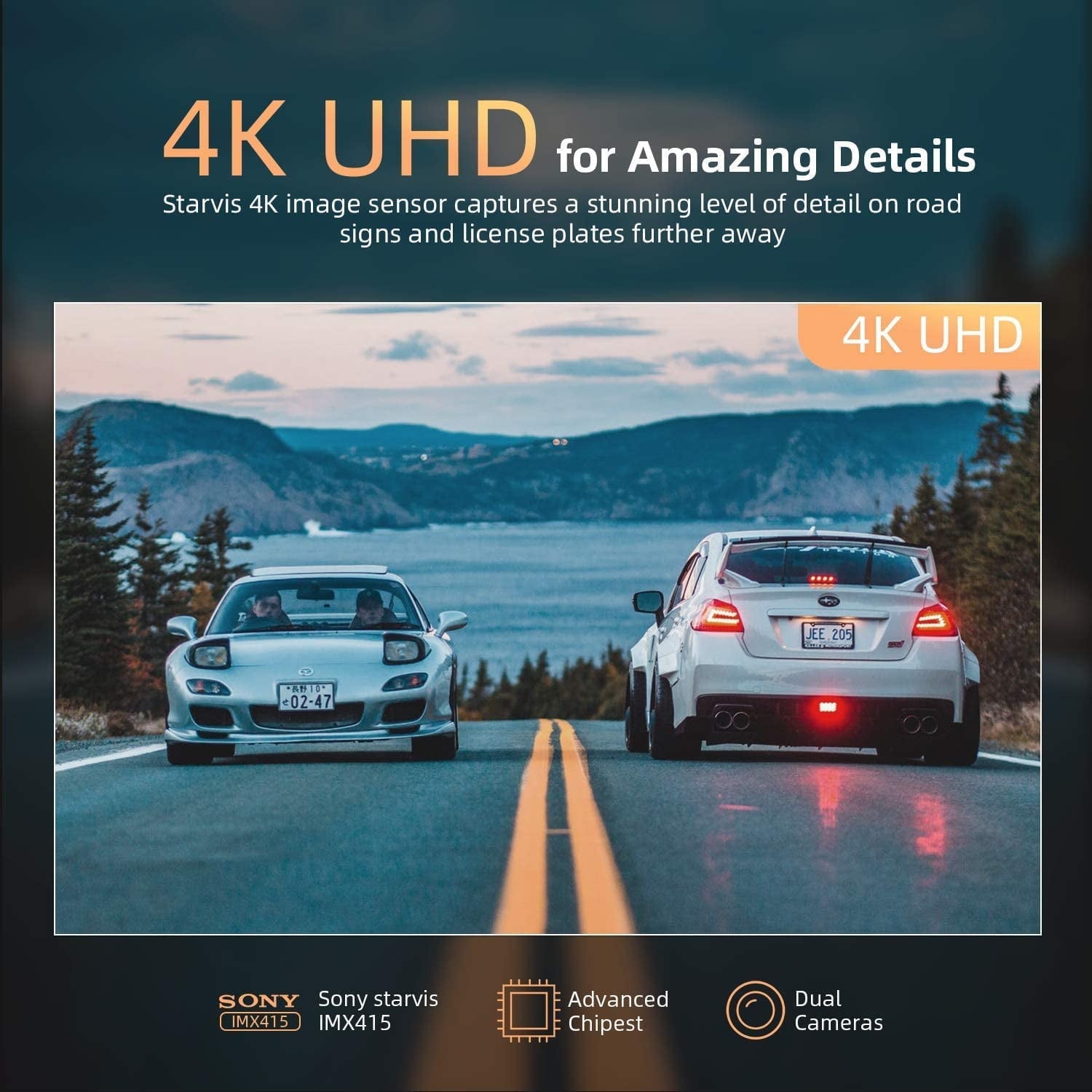 4K 12" Mirror Dash Cam - Vantop H612T Front & Rear View Dual Dash Camera, IPS Touch Screen, Voice Control Cars Mirror Camera W/Night Vision Parking Monitor