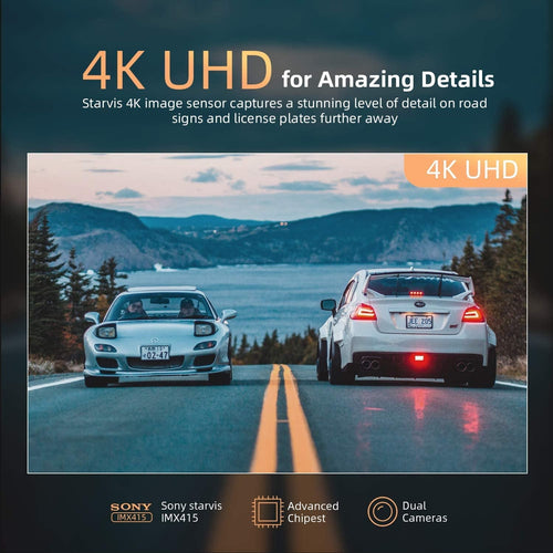 4K 12" Mirror Dash Cam - Vantop H612T Front & Rear View Dual Dash Camera, IPS Touch Screen, Voice Control Cars Mirror Camera W/Night Vision Parking Monitor