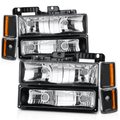 M-AUTO Left+Right Headlight Assembly for 1988-1993 Chevy C1500/C2500/C3500/K1500/K2500/K3500, 1992-1993 Chevy C1500/C2500/K1500/K2500 Suburban, 1992-1993 Chevy Blazer Full Size