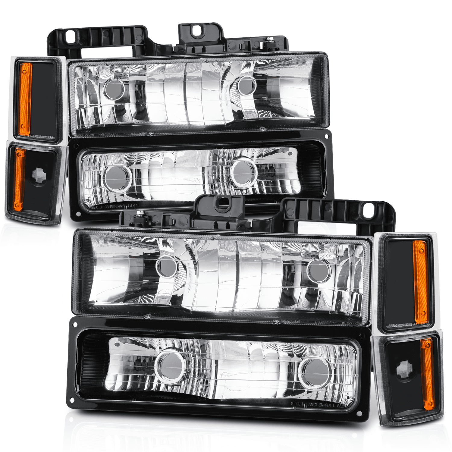 M-AUTO Left+Right Headlight Assembly for 1988-1993 Chevy C1500/C2500/C3500/K1500/K2500/K3500, 1992-1993 Chevy C1500/C2500/K1500/K2500 Suburban, 1992-1993 Chevy Blazer Full Size