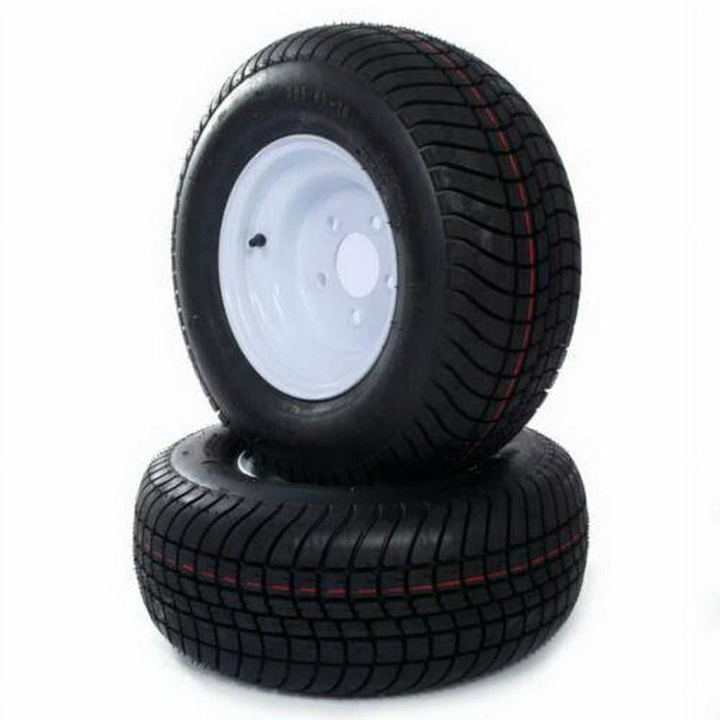 Ktaxon 2* 20.5x8.0-10 LRC Bias Trailer Tires on 5 Lug White Wheels 205/65-10