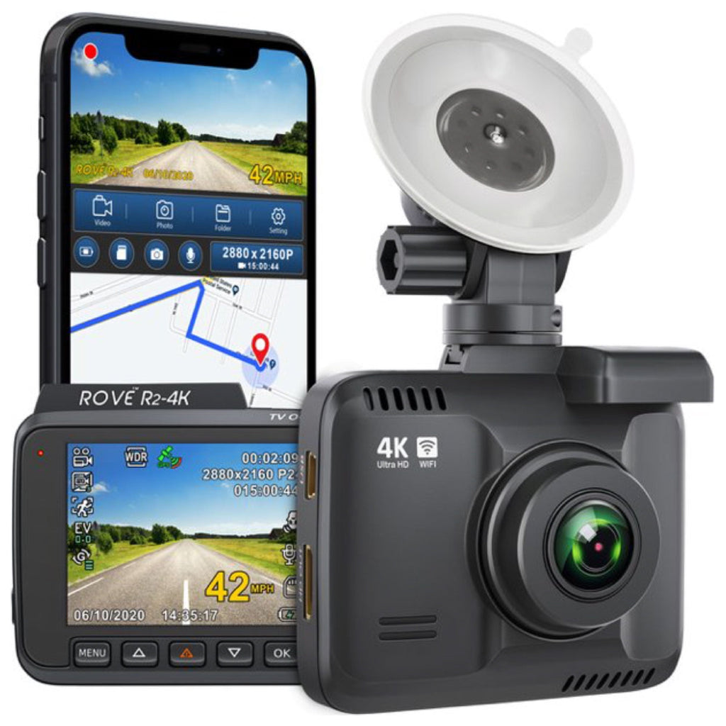 Rove R2-4K Dash Cam for Car - Built-in WiFi GPS Car Dashboard Camera Recorder with UHD 2160P, 2.4" LCD Display, 150° Wide Angle, WDR, Night Vision