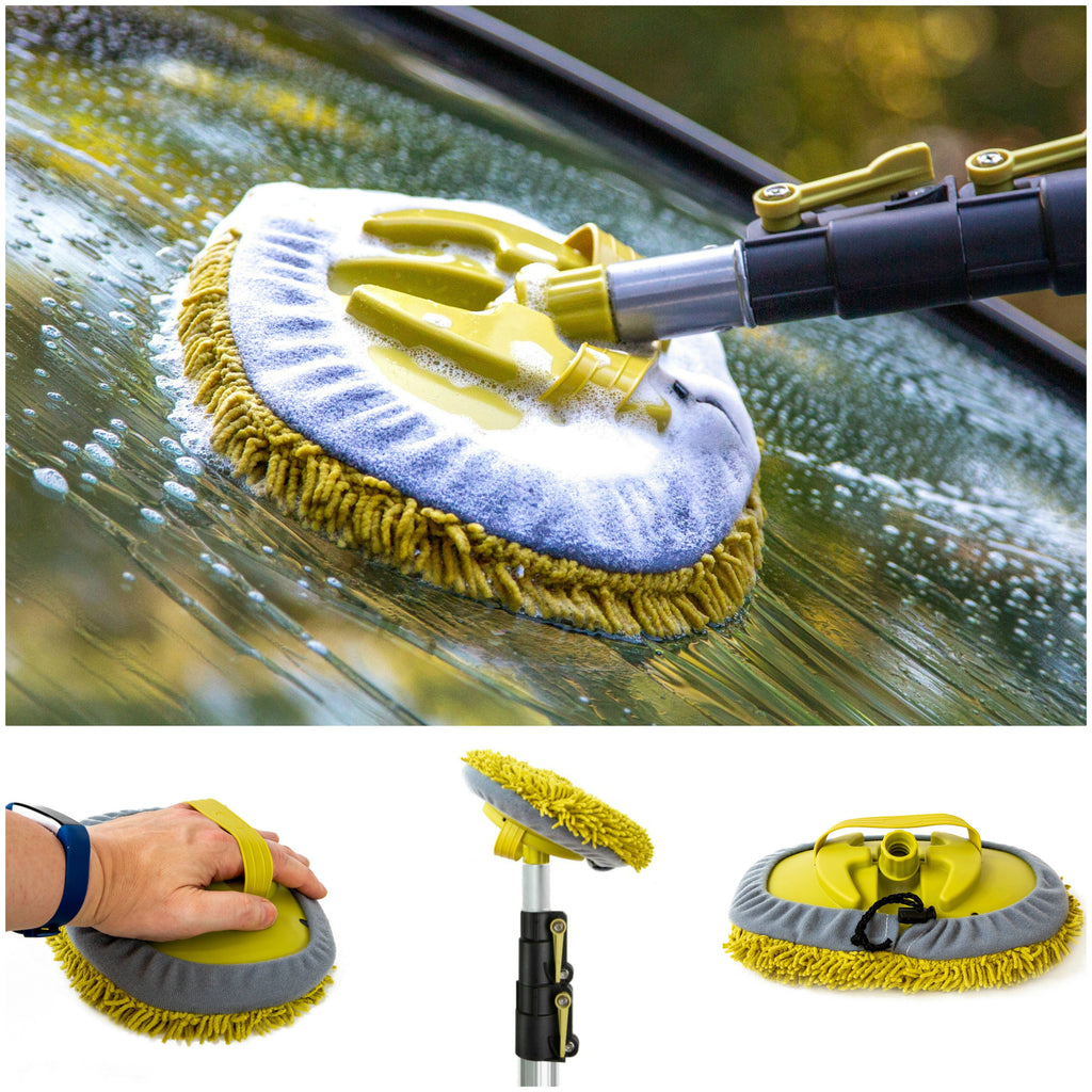 DocaPole Car Cleaning Kit: Car Wash Kit with 5-12’ Extension Pole & Soft  Brush, Car Squeegee, Car Wash Mitt (2X), Microfiber Cleaning Head