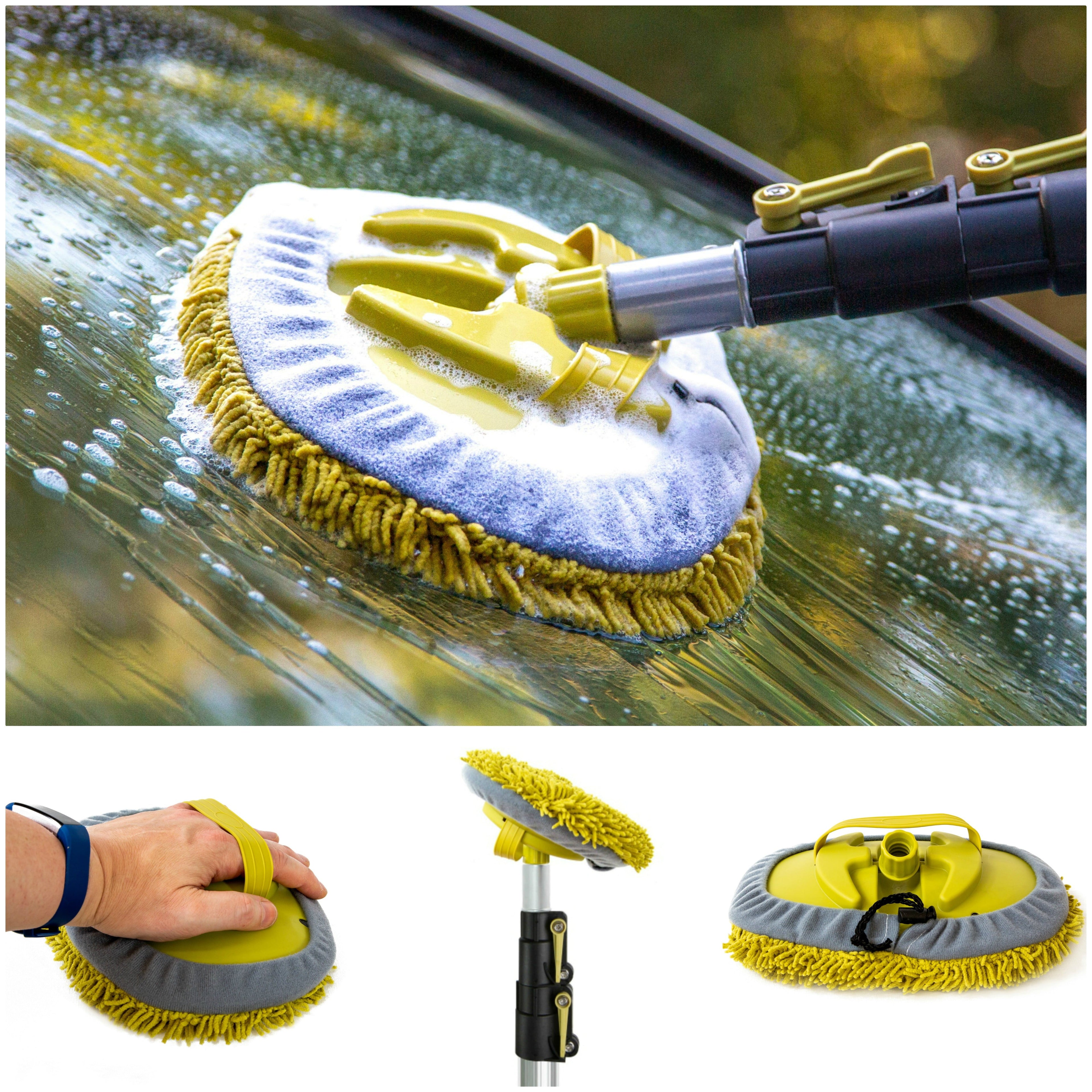 DocaPole Car Cleaning Kit: Car Wash Kit with 5-12’ Extension Pole & Soft  Brush, Car Squeegee, Car Wash Mitt (2X), Microfiber Cleaning Head