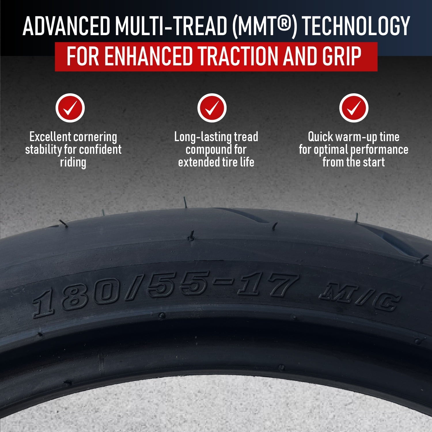 180/55-17 MMT® S1-XX Rear Motorcycle Tire 73W 180/55ZR17 (DOT 2123)