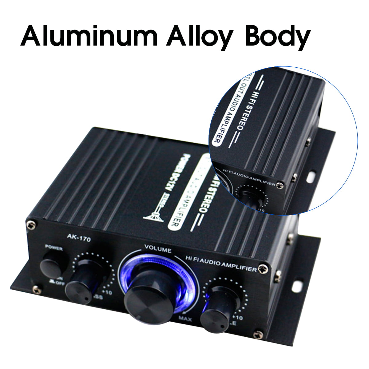 2 Channel Car Stereo Amplifier - 400W Dual Channel High Power Audio Sound Auto Small Speaker Amp with LED Light and Remote Control, Support SD/USB/MP3/FM/Radio