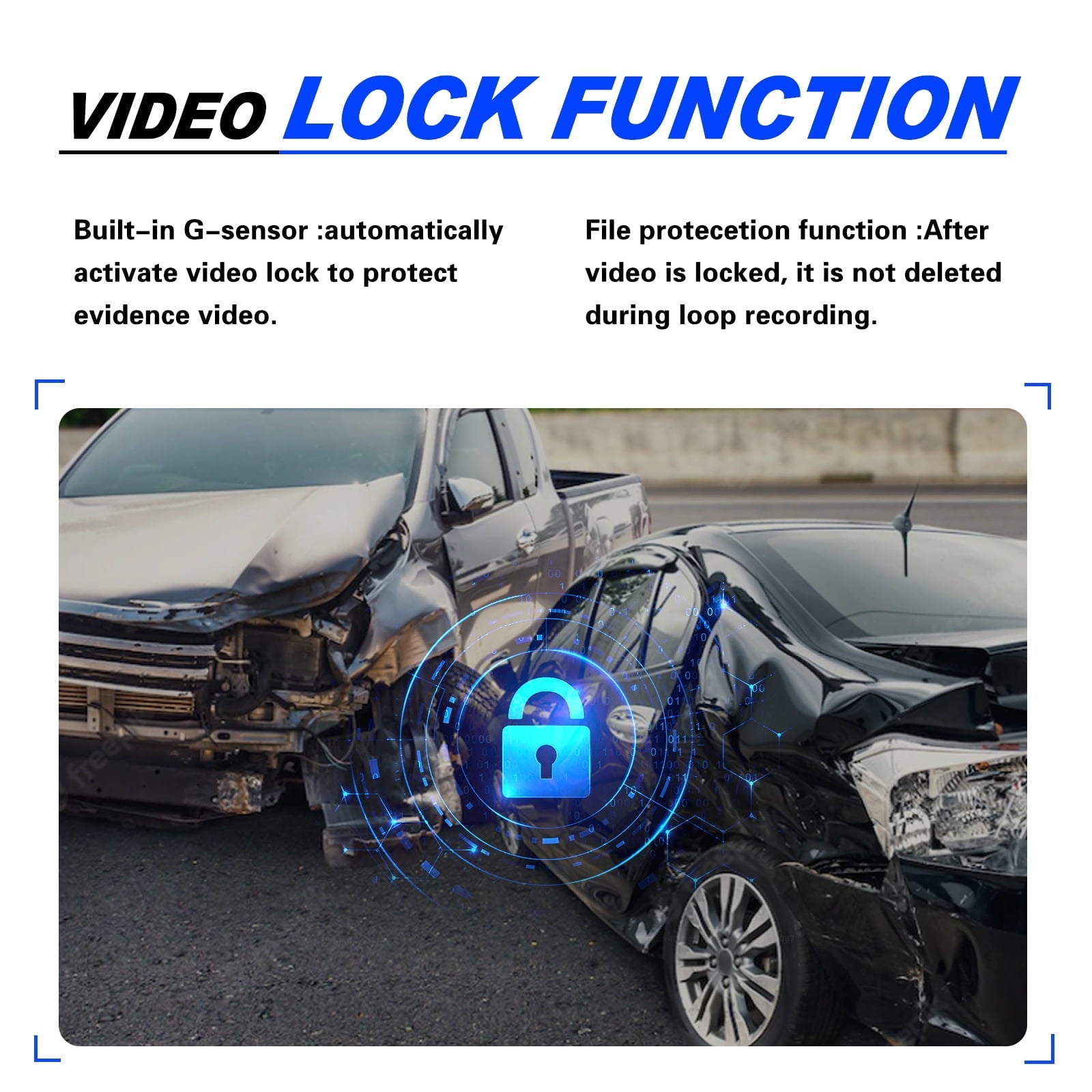Dashcam Car Camera with 2.4" LCD Screen, 1080P HD Car Automotive Dash Cam Front Rear Driving Recorder WDR for Car Truck SUV, Night Vision, Loop Recording, Motion Detection, G-sensor