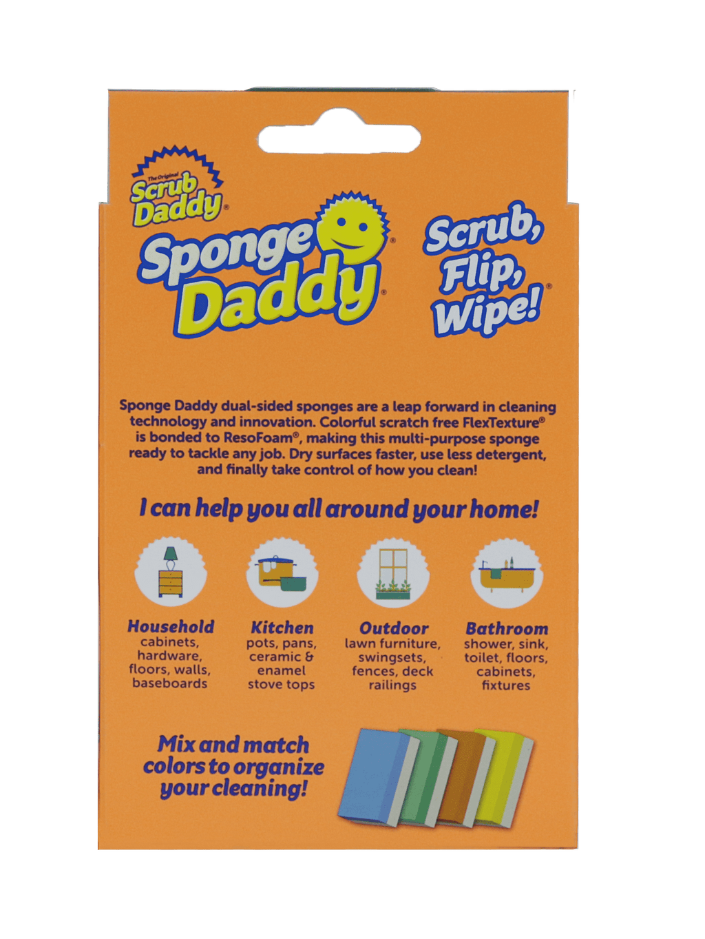 Scrub Daddy Sponge Daddy Dual-Sided Non- Scratch Sponge, 4 Count