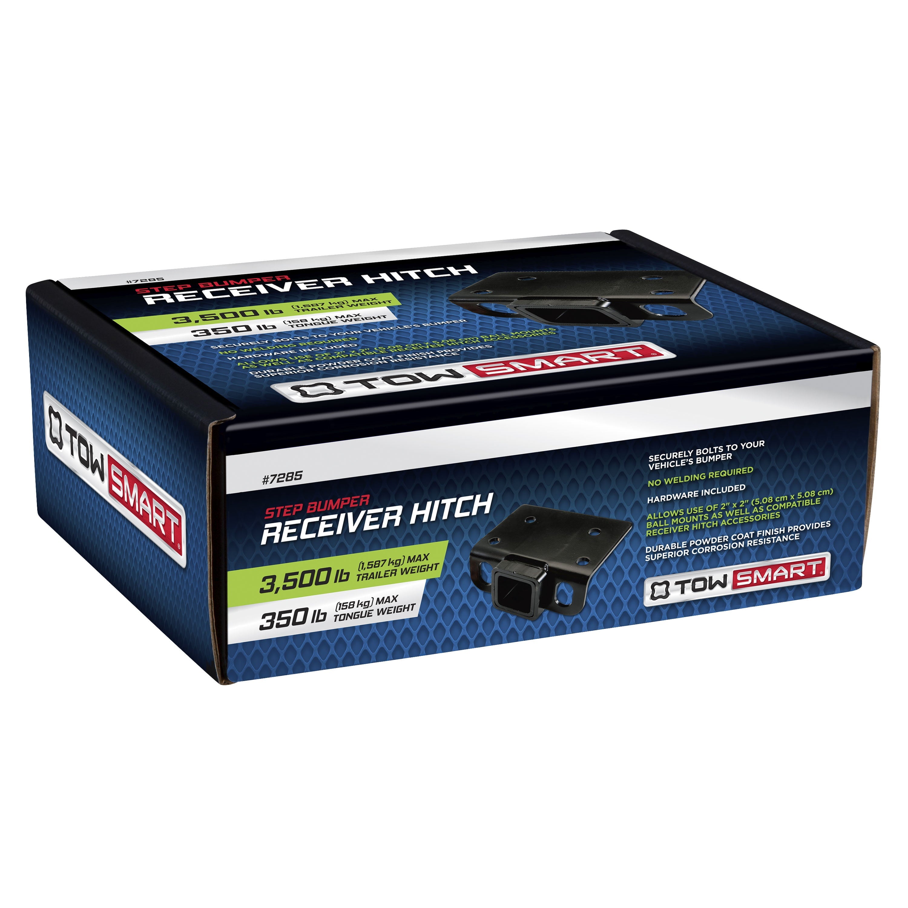 TowSmart 7285 Class II Step Bumper Receiver Hitch 2" Receiver Opening, Black