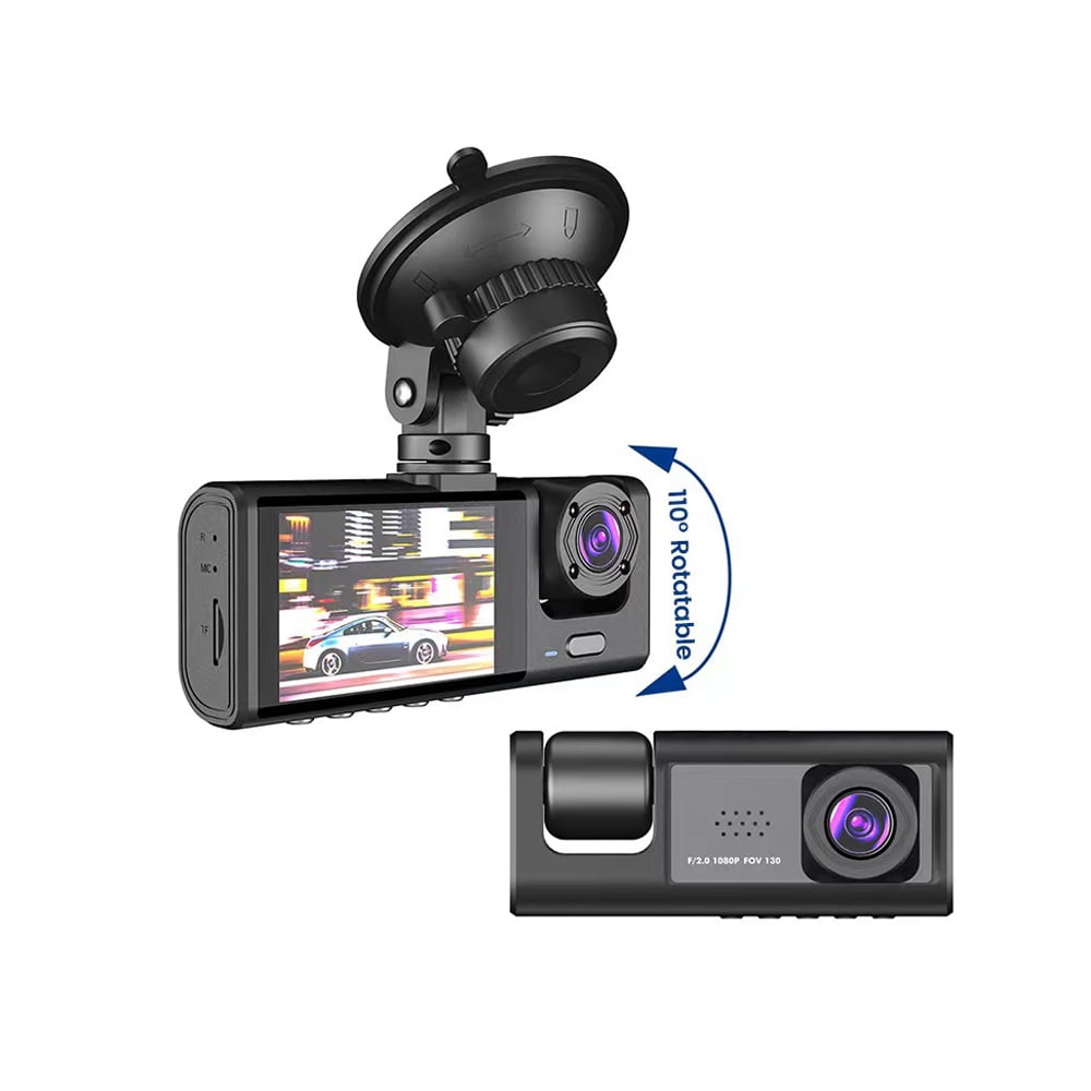 Aumotop 3 Channel Dash Cam Front and Rear Inside, 1080P Dash Camera for Cars, Dashcam Three Way Triple Car Camera with IR Night Vision, Loop Recording, G-Sensor, Parking Monitor, One-Key Lock