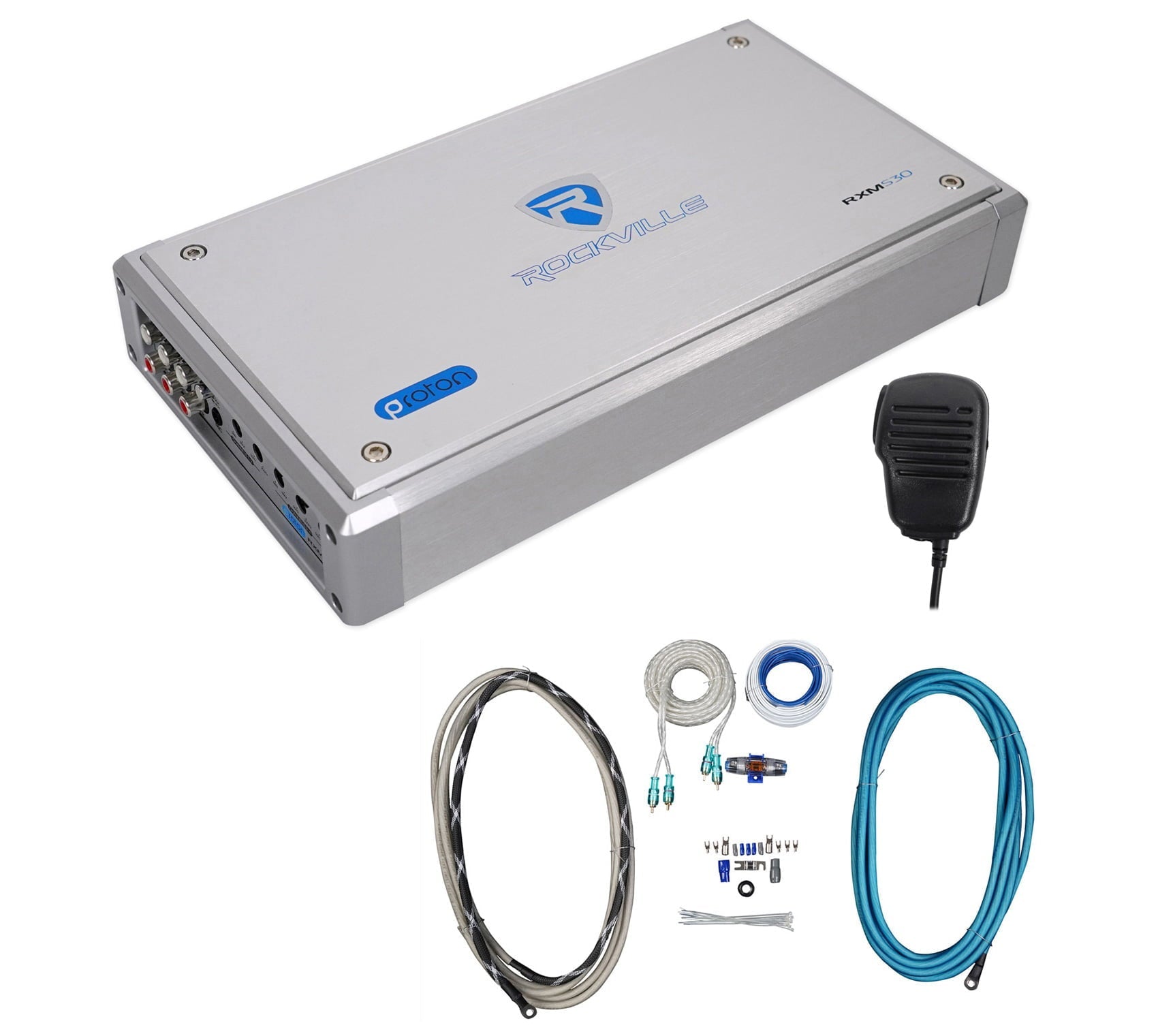 Rockville RXM-S30 Micro Marine/ATV Amplifier 2400w Peak 4 Channel 4x150W+Amp Kit