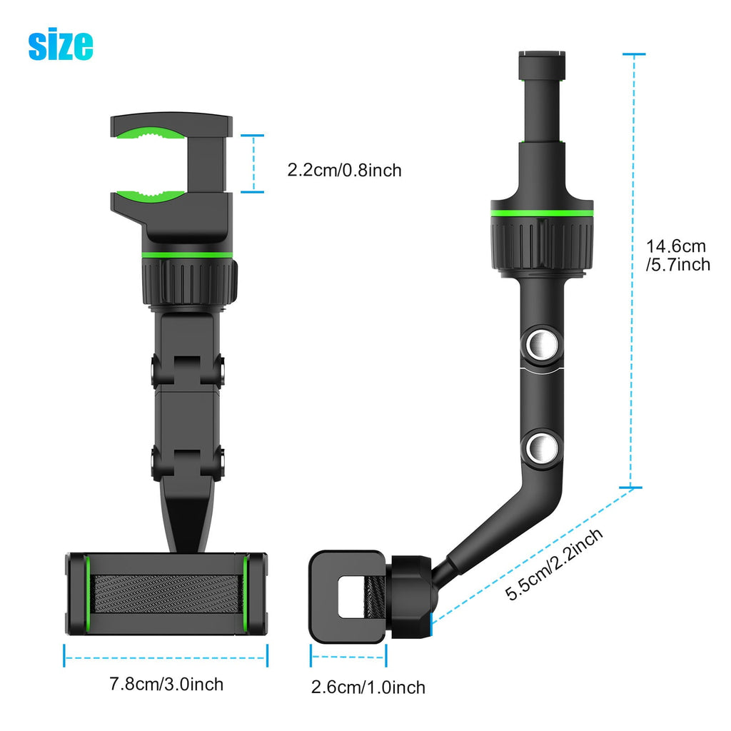 Car Phone Holder, TSV Cell Phone Mount for Rearview Mirror, Universal Phone Stand for Rear View Back Seat Compatible with iPhone 14 13 12 11 Pro Max Mini, Samsung