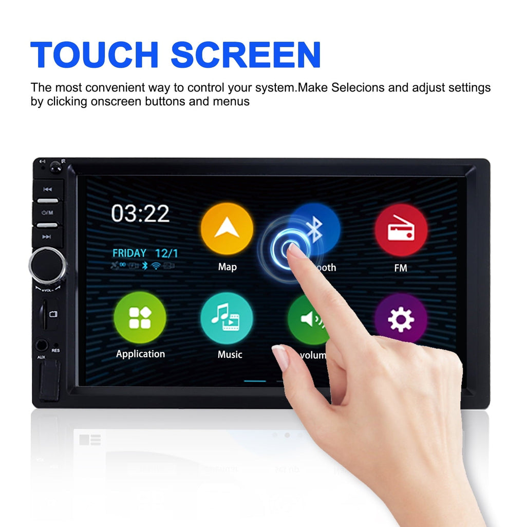 Double DIN Car Stereo Radio, 7" HD Car MP5 Player, Digital Display Touch Screen, Bluetooth 4.2/ MP5 Player, Car Radio with Bluetooth, 4 LED Rearview Camera