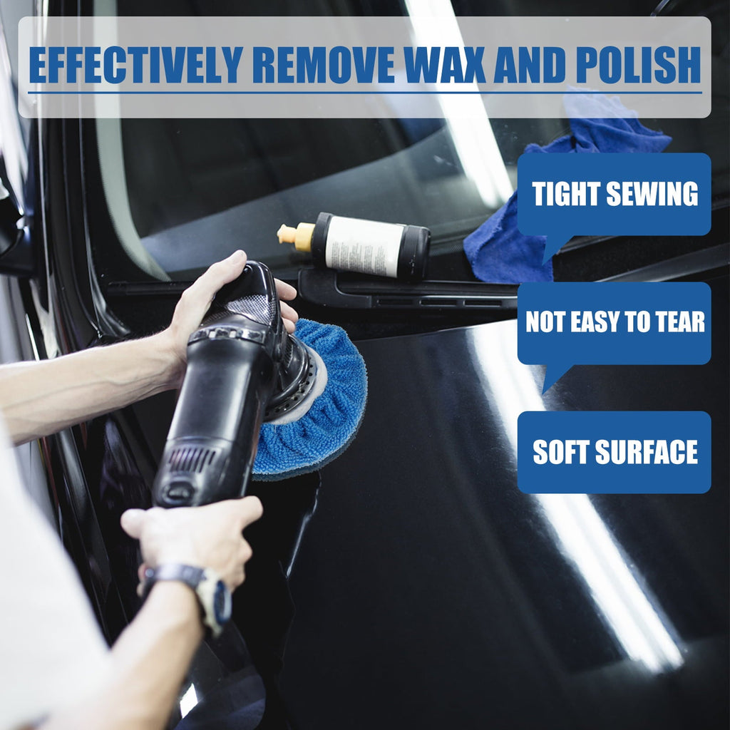 Protoiya 20Pcs Car Buffer Polisher Pad Soft Microfiber Polishing Bonnets 5-6inch Car Orbital Waxing Cover Kit Durable Auto Waxer Pad with Woollen Polishing Bonnets for Waxing Polishing