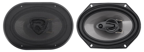(4) Rockville RV68.3A 6x8" Car Speakers+Amplifier+Powered Hidden Spare Tire Sub