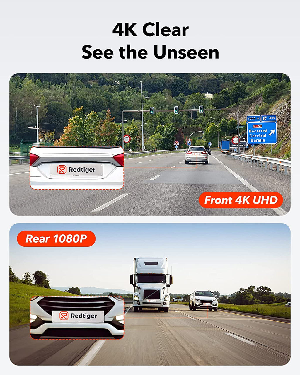 REDTIGER Dash Cam Front and Rear, 4K/2.5K Full HD Dash Camera with 3.18'' LCD Display, Dashcam with Night Vision, G-Sensor, Loop Recording, WDR, Free 32GB SD Card