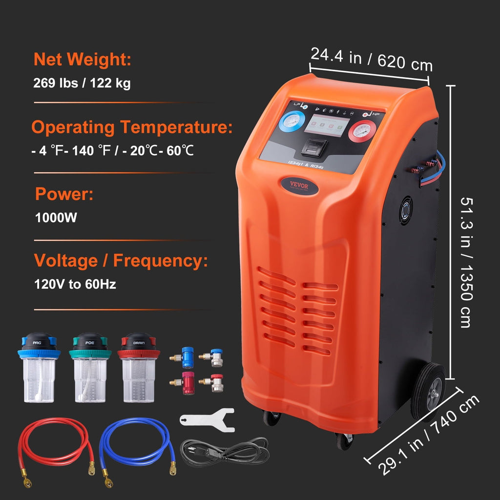 BENTISM Refrigerant Recovery Recharge Machine Fully Automatic for R134a & R1234yf
