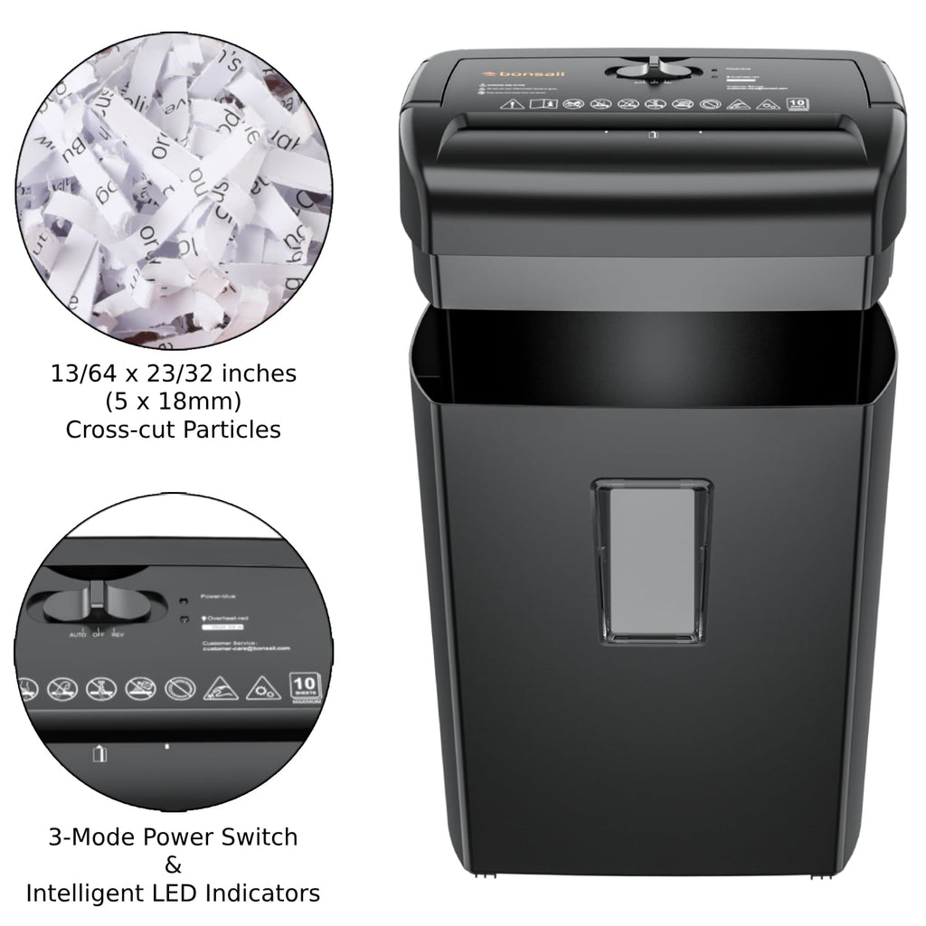 Paper Shredder 10-Sheet Cross Cut Shredder with 5.3 Gallons Wastebasket