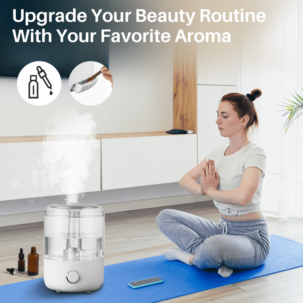 UUGEE Cool Mist Humidifier for Room Baby 4L Home Double Nozzle Liquid Vaporizer with Filter, White