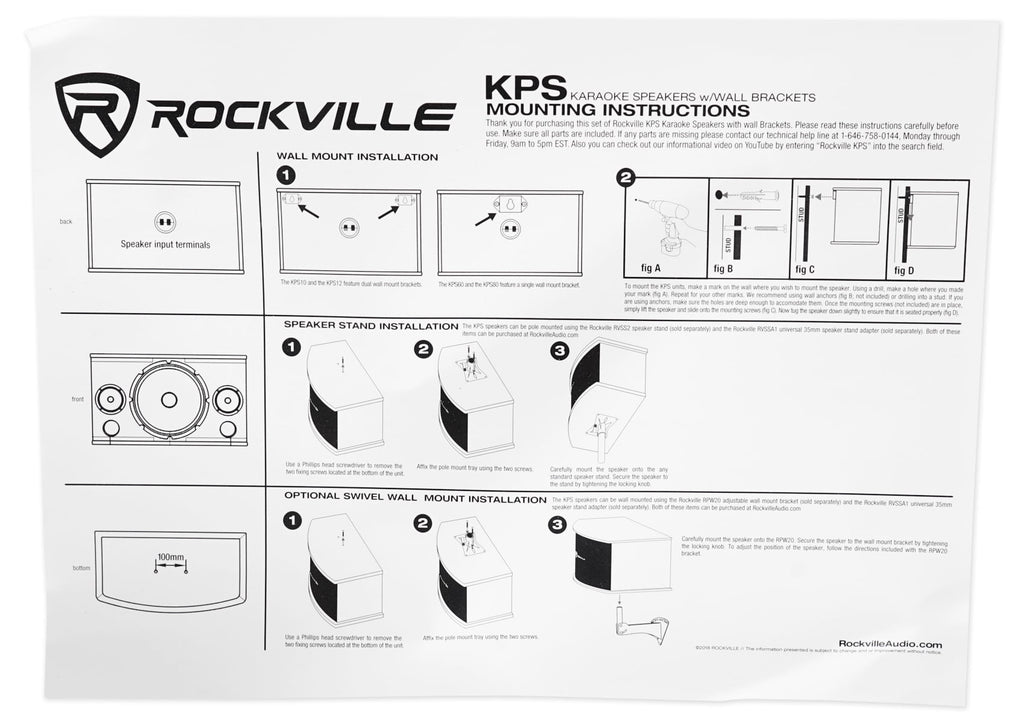 2) Rockville KPS80 8" Karaoke Vocal Speakers+Singmix 5 Bluetooth Amplifier Mixer + Rockville R14GSBR100 Red/Blk 14 Gauge 100' Ft. Mini Spool Car Audio Speaker Wire