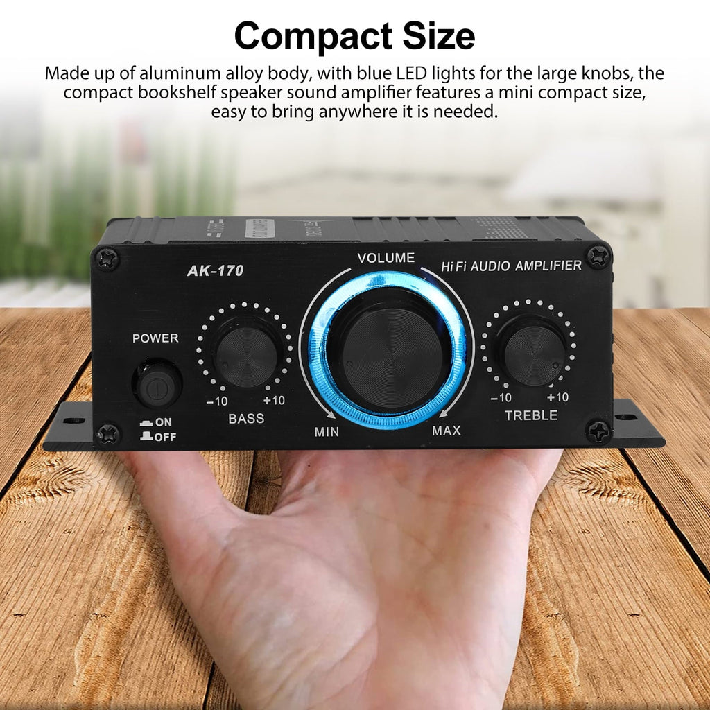 Lingsida Audio Power Amplifier, 20W+20W Mini HiFi Stereo Audio Amplifier, 2CH Subwoofer Amp Stereo Bass Audio Player for Auto Car Mp3 Mp4 PC Speaker, Black