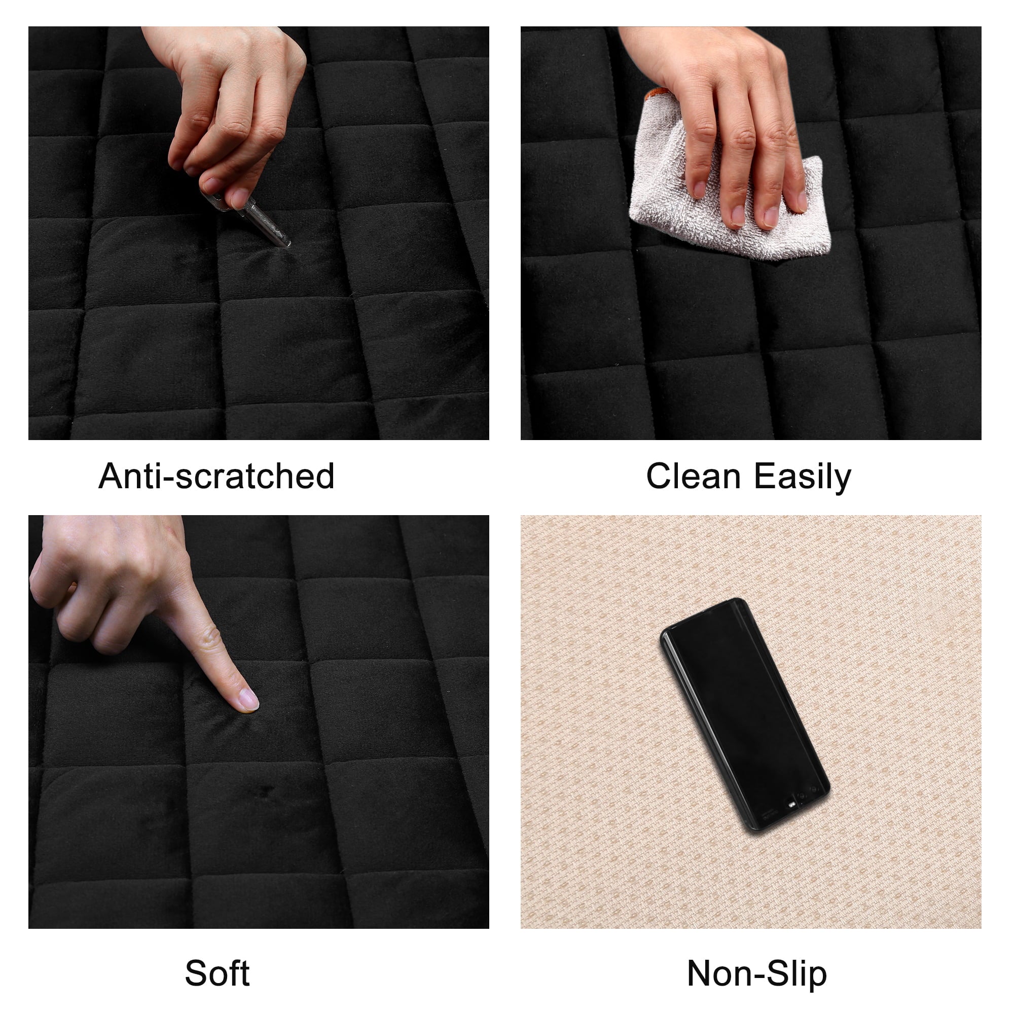 Unique Bargains 2 Pcs Front Car Seat Cover Breathable Plush Pad Chair Cushion for Vehicle Home Office Universal Black