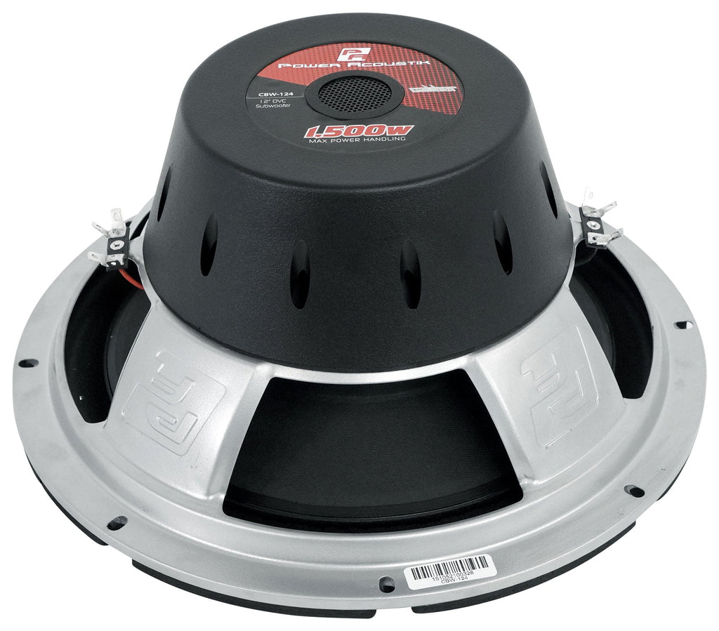 (2) Power Acoustik CBW-124 12" 1500 Watt Car Subwoofers+Sealed Sub Box Enclosure