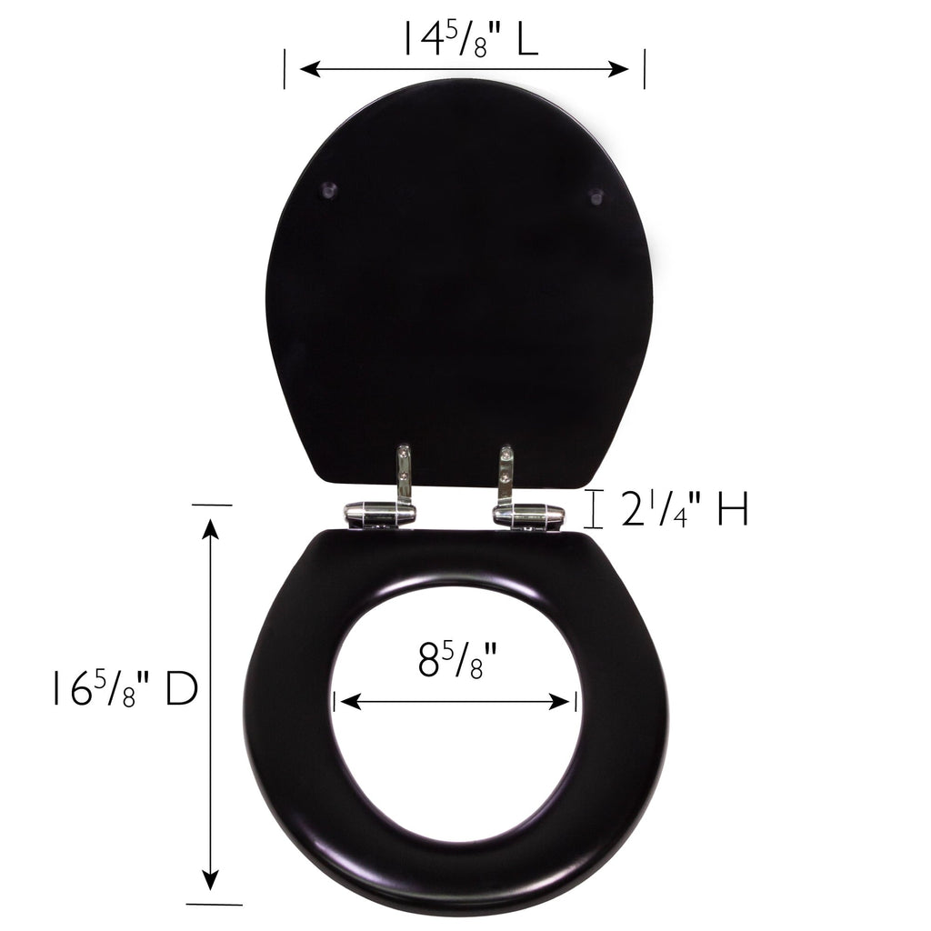 Dalton Toilet Seat Round Soft Close – Black Rustic Wooden Round Standard Toilet Seat for Bathroom  – Design House, 561241-BLK