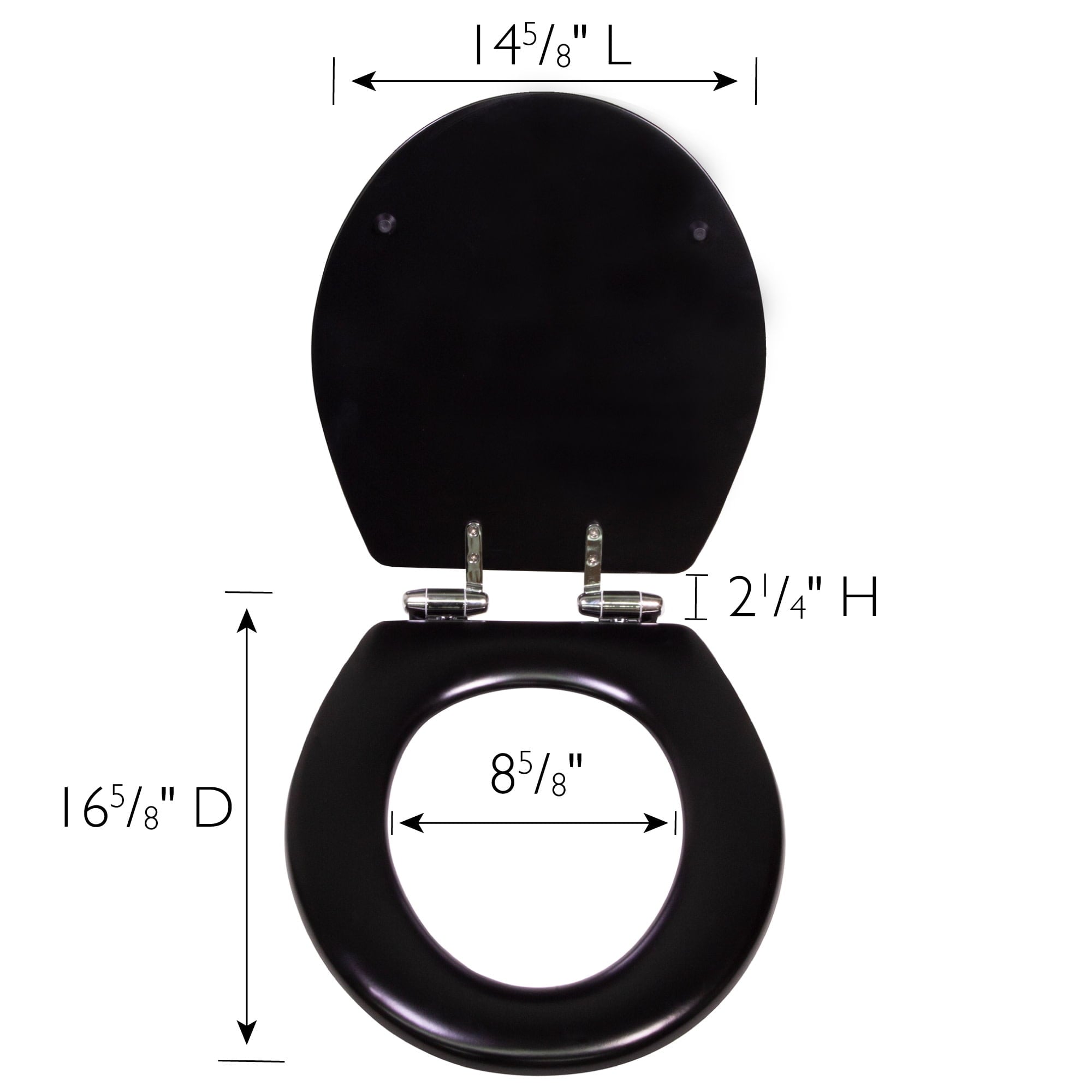 Dalton Toilet Seat Round Soft Close – Black Rustic Wooden Round Standard Toilet Seat for Bathroom  – Design House, 561241-BLK